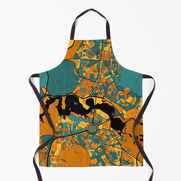 Item preview, Canberra Map Pattern in Orange & Teal designed and sold by PatternMaps.