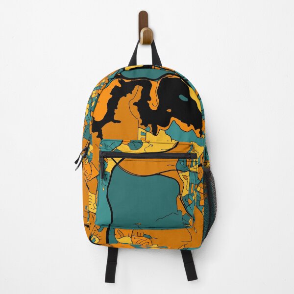 Item preview, Canberra Map Pattern in Orange & Teal designed and sold by PatternMaps.