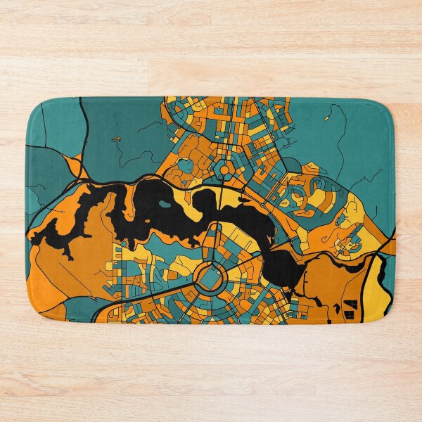 Item preview, Canberra Map Pattern in Orange & Teal designed and sold by PatternMaps.