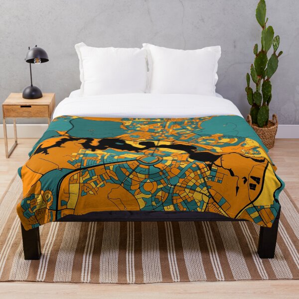 Item preview, Canberra Map Pattern in Orange & Teal designed and sold by PatternMaps.