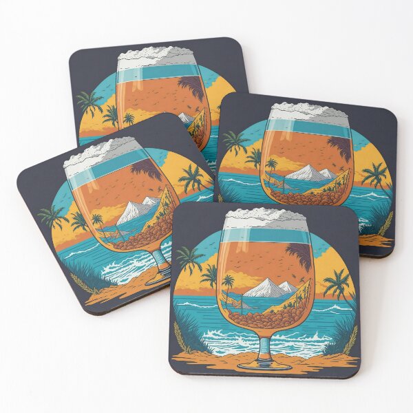Item preview, Glass of beer on the beach and reflecting the view behind designed and sold by KiraChie.