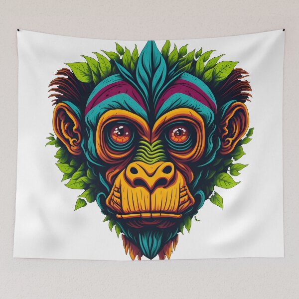 Item preview, Trippy colorful monkey designed and sold by BearsAndSkulls.