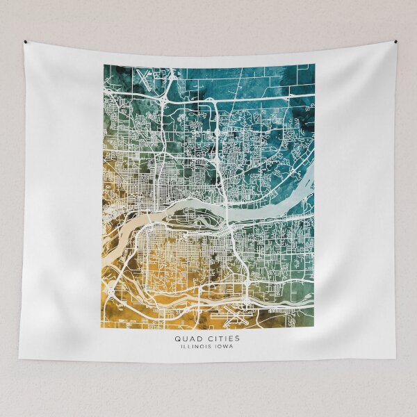 Item preview, Quad Cities Street Map designed and sold by ArtPrints.