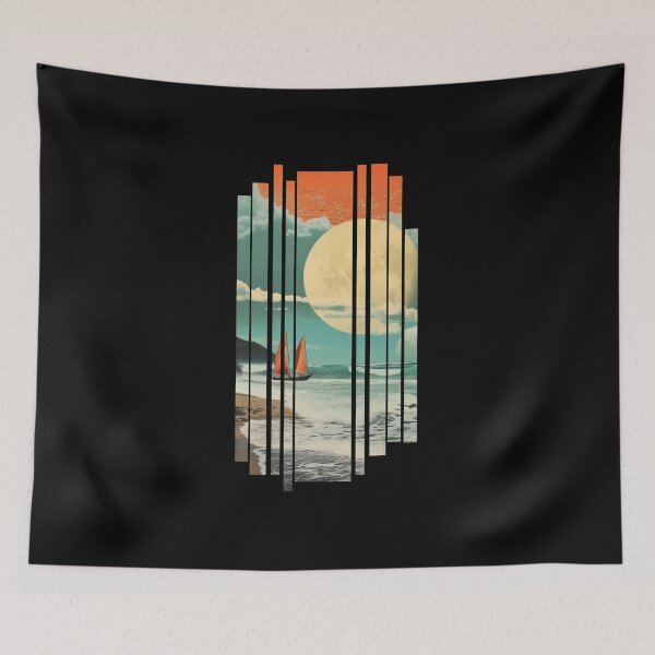 Item preview, Beach collage vertical stripes designed and sold by global-designz.