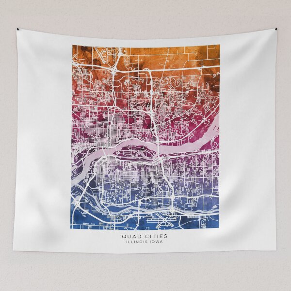 Item preview, Quad Cities Street Map designed and sold by ArtPrints.