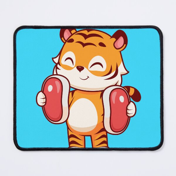 Item preview, Tiger's Carnivore Delight: Cute Tiger Holding Steak Meat - Cartoon Illustration designed and sold by hjian8219.