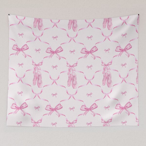 Item preview, Aesthetic Pastel Pink Ribbons, bows and Ballets shoes in watercolor. designed and sold by Alice-Mills.