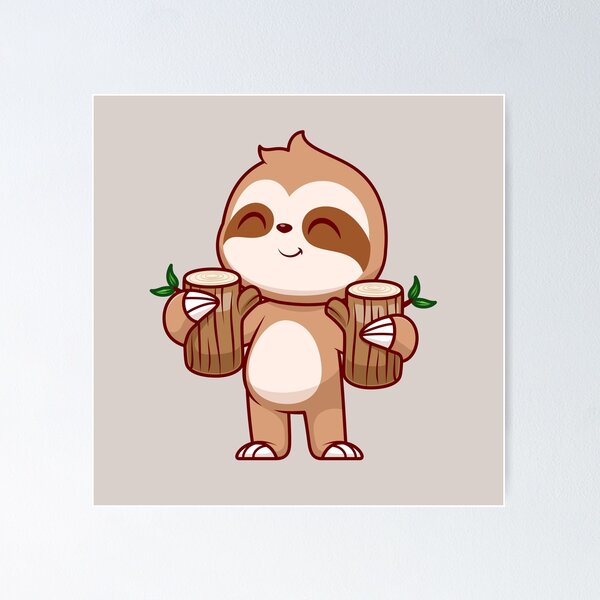 Item preview, Serene Sloth: Cute Sloth Holding Branch Wood Tree - Whimsical Illustration designed and sold by hjian8219.