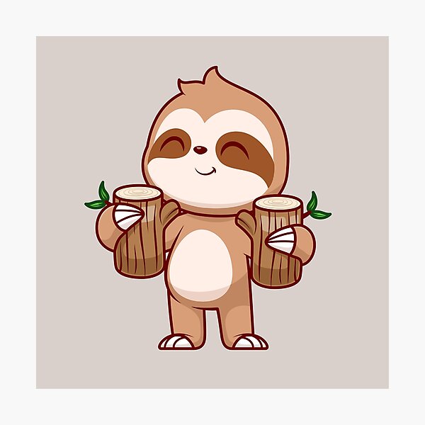 Item preview, Serene Sloth: Cute Sloth Holding Branch Wood Tree - Whimsical Illustration designed and sold by hjian8219.