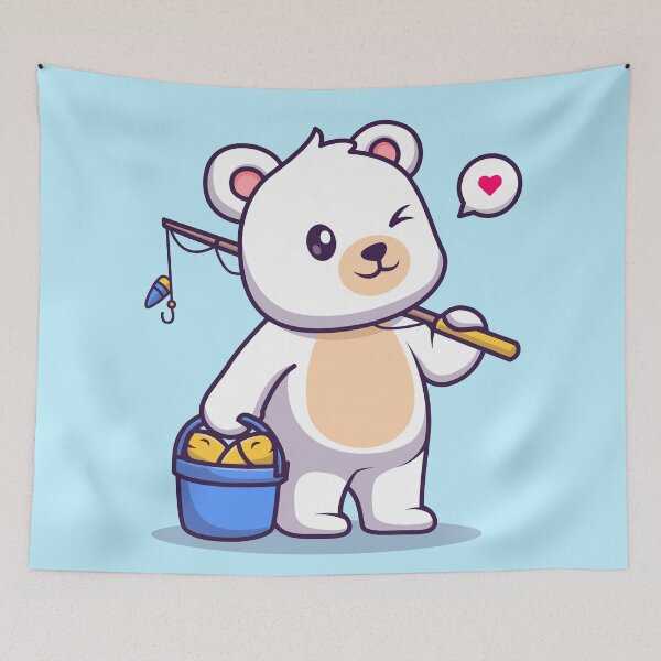 Item preview, Arctic Fishing Adventure: Cute Polar Bear Fishing Fish - Cartoon Illustration designed and sold by hjian8219.