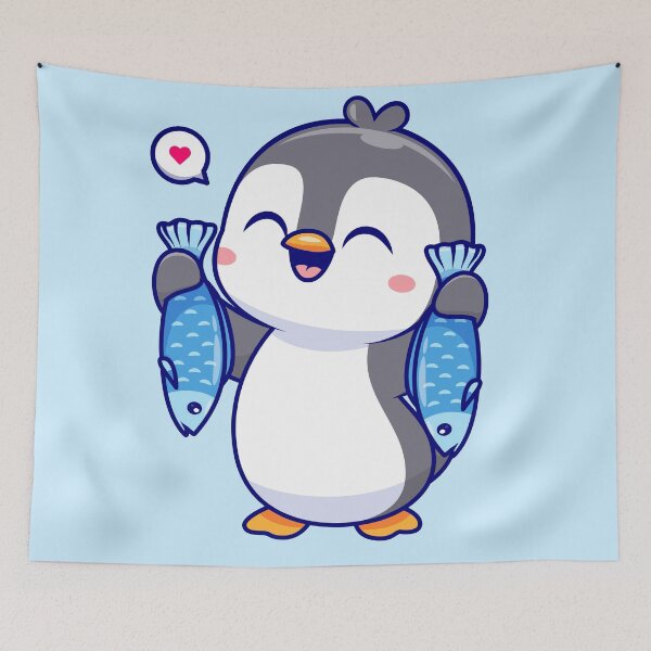 Item preview, Penguin's Catch of the Day: Cute Penguin Holding Fish - Cartoon Vector Illustration designed and sold by hjian8219.