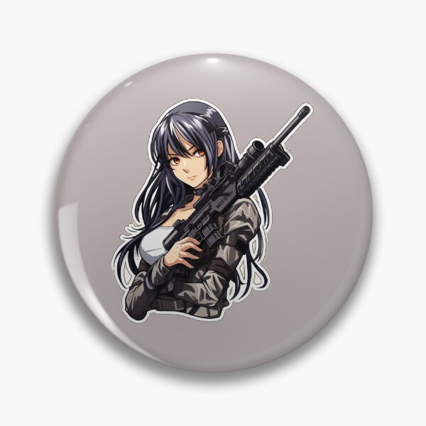 Item preview, Anime Lady With Dark Hair and M-16 designed and sold by TheTactical.