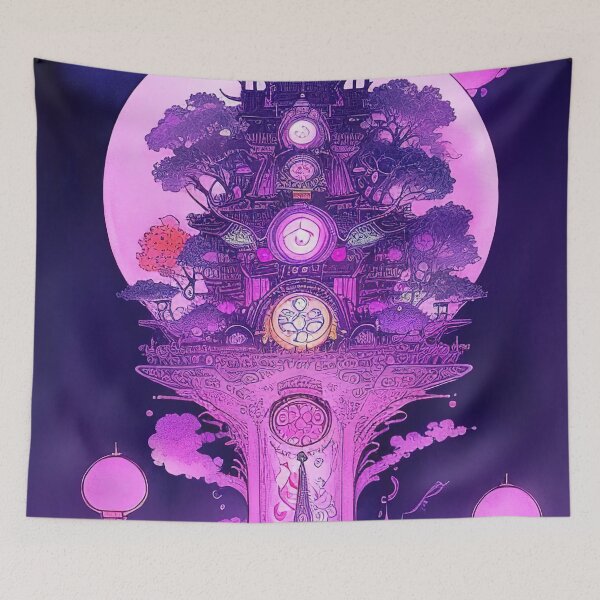 Item preview, Magical purple neon steampunk forest teleport designed and sold by RK - Shop.
