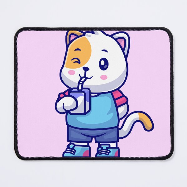 Item preview, Milky Whiskers: Cute Cat Drinking Milk Box - Cartoon Illustration designed and sold by hjian8219.