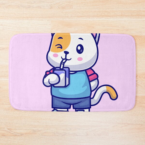Item preview, Milky Whiskers: Cute Cat Drinking Milk Box - Cartoon Illustration designed and sold by hjian8219.