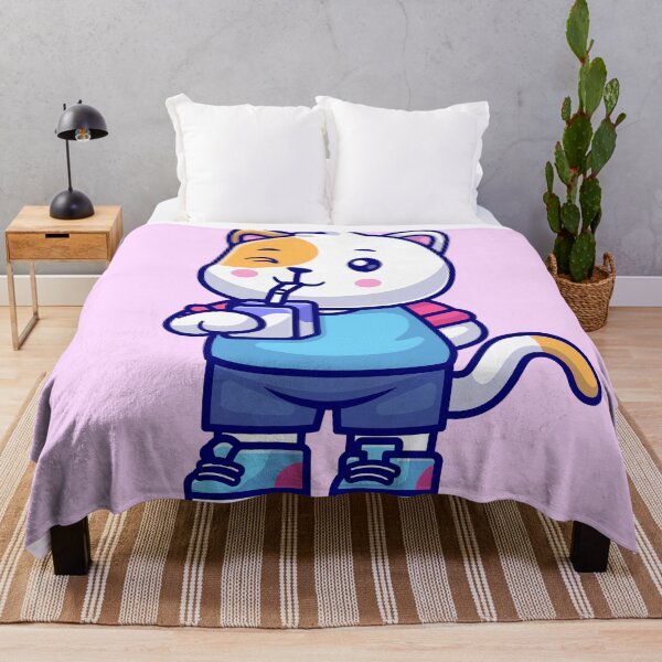 Item preview, Milky Whiskers: Cute Cat Drinking Milk Box - Cartoon Illustration designed and sold by hjian8219.