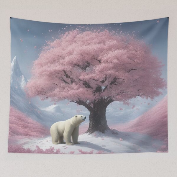 Item preview, Happy polar bear under a sakura tree designed and sold by RK - Shop.