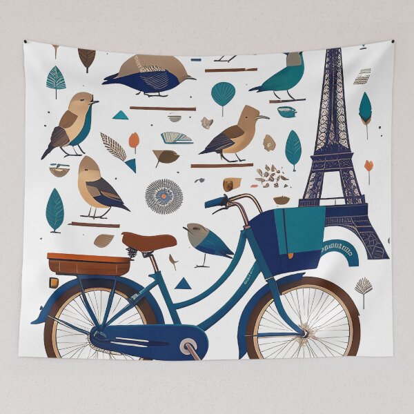 Item preview, Bicycle, tour Eiffel background painting art  designed and sold by Goodyzaa.