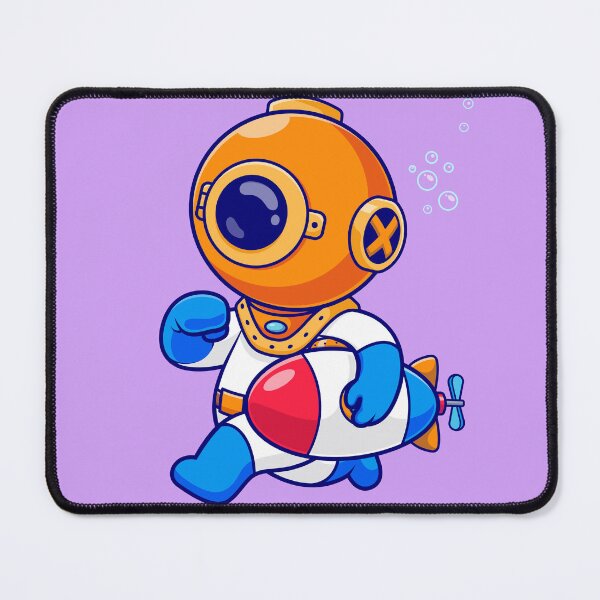 Item preview, Submarine Adventure: Cute Diver Running with Submarine Toy - Cartoon Illustration designed and sold by hjian8219.