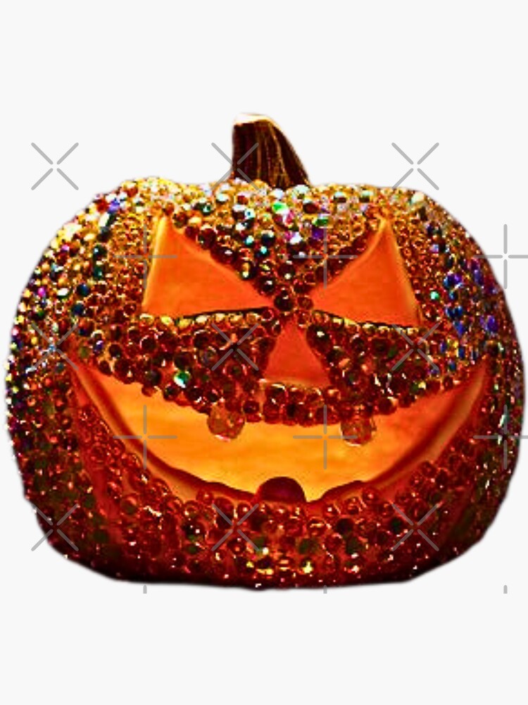 Rhinestone Bedazzled Bling Diamond Halloween Pumpkin | Sticker