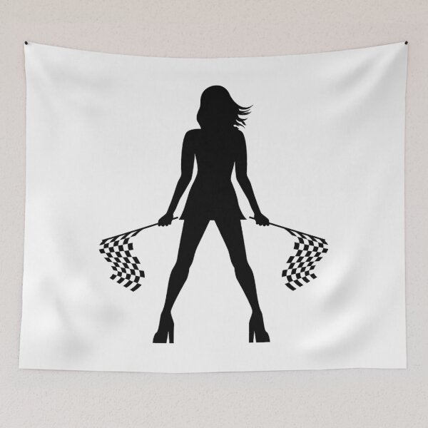 Item preview,  Female Race Fan with Checkered Flags    designed and sold by ConsuelCarter.
