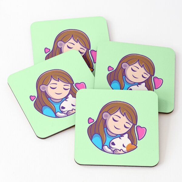 Item preview, Forever Friends: Cute Girl Hugging Dog - Cartoon Illustration designed and sold by hjian8219.