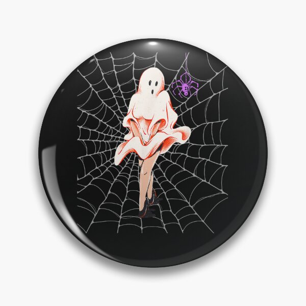 Item preview, Pinup Ghost Holding Down Dress In Spider Web Retro Halloween  designed and sold by IvaJosseau.