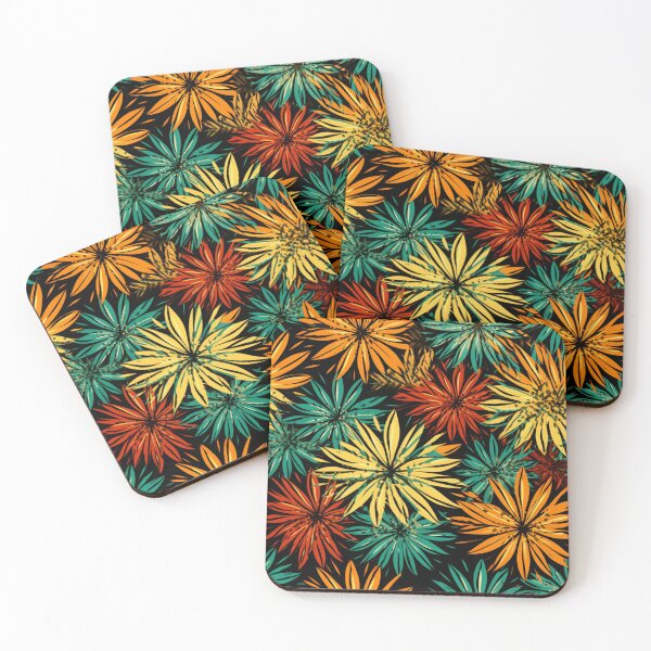 Item preview, Colorful fantasy pattern red yellow orange yellow blossom flowers daisies designed and sold by G-M-Designs.