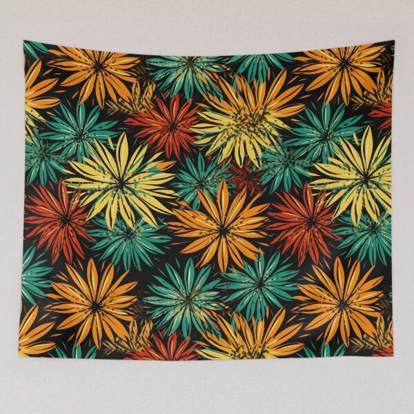 Item preview, Colorful fantasy pattern red yellow orange yellow blossom flowers daisies designed and sold by G-M-Designs.