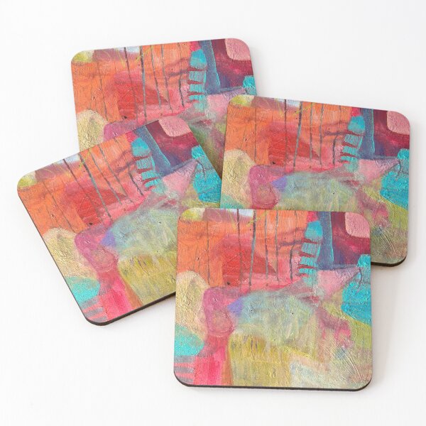 Item preview, Coral and Turquoise Abstract Painting  designed and sold by Beardsall-Art.