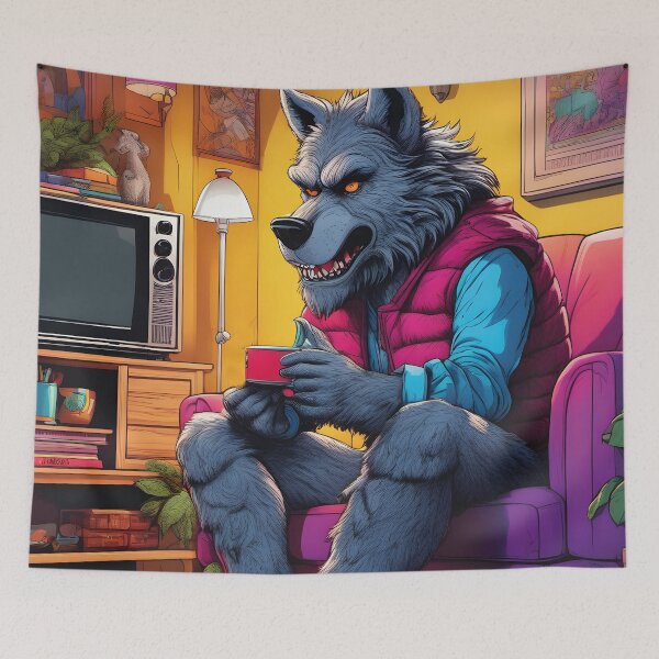 Item preview, Werewolf in the living room, retro comic designed and sold by Mauswohn.