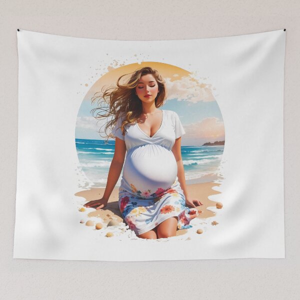 Item preview, Cute Pregnant Girl On a Beach Travel Enjoying Summer designed and sold by TriniTeeClub.