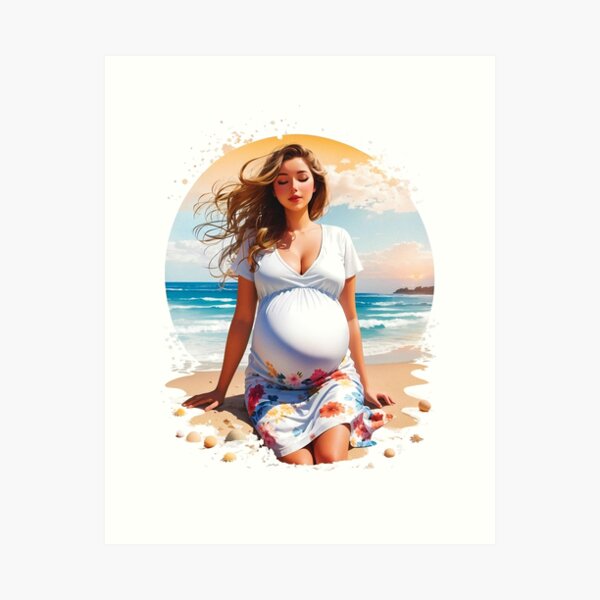 Item preview, Cute Pregnant Girl On a Beach Travel Enjoying Summer designed and sold by TriniTeeClub.