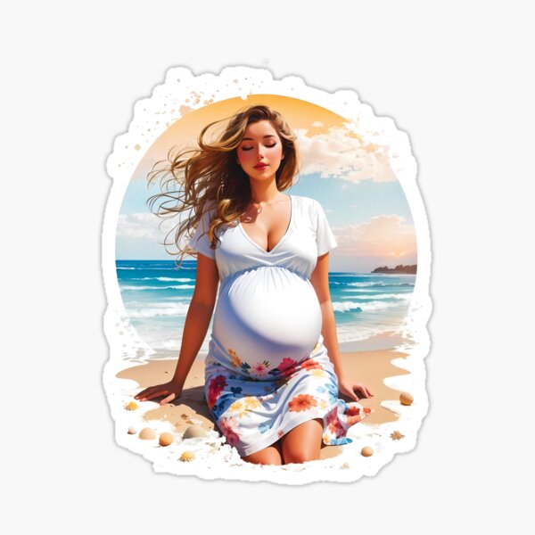 Item preview, Cute Pregnant Girl On a Beach Travel Enjoying Summer designed and sold by TriniTeeClub.