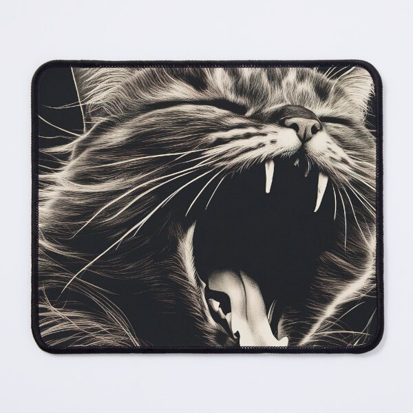 Item preview, Screaming cat black and white portrait designed and sold by RK - Shop.