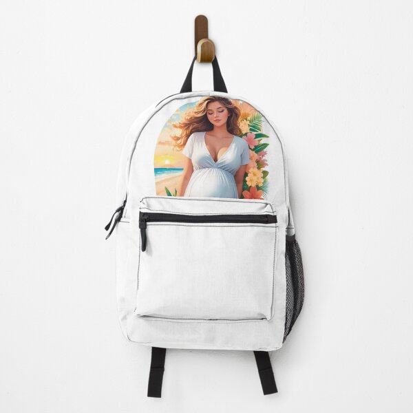 Item preview, Cute Pregnant Girl With Flowers On a Sunset Beach Travel Enjoying Summer designed and sold by TriniTeeClub.