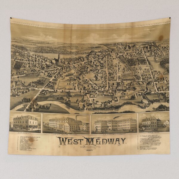 Item preview, Aerial View of West Medway, Massachusetts (1887) designed and sold by allhistory.