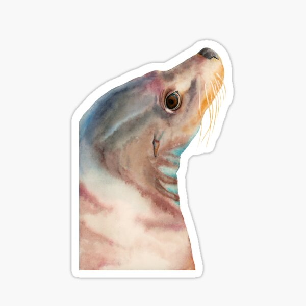 Item preview, Lazy Glance - Sea Lion Watercolor Painting designed and sold by namibear.