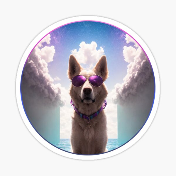 Artikelvorschau, Vaporwave Hund mit Sonnenbrille (01) entworfen und verkauft von Synthgraphy.