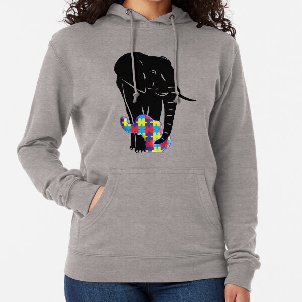 Autism Awareness Elephant T Shirt Lightweight Hoodie