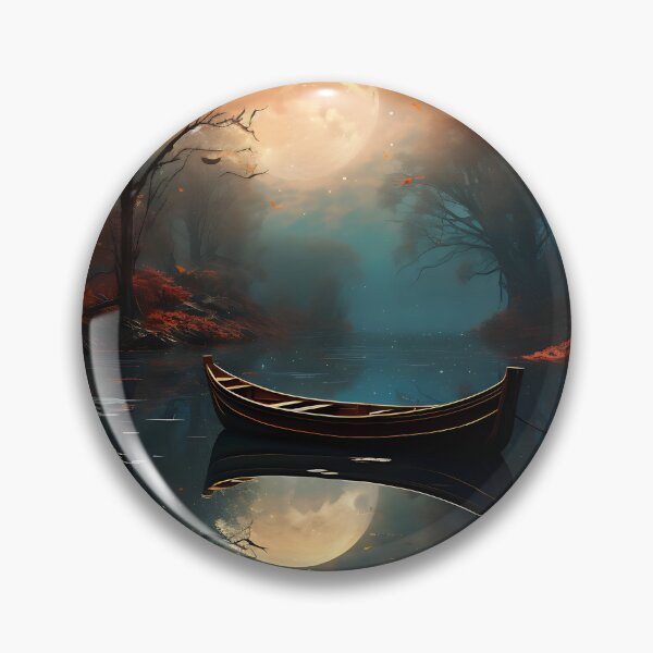 Item preview, Image of a boat on a lake in classic oil painting style designed and sold by Pflugart.