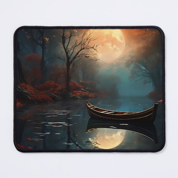Item preview, Image of a boat on a lake in classic oil painting style designed and sold by Pflugart.