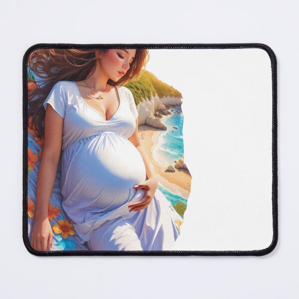 Item preview, Romantic Pregnant Girl With Flowers On a Coast Beach Travel Enjoying Summer designed and sold by TriniTeeClub.