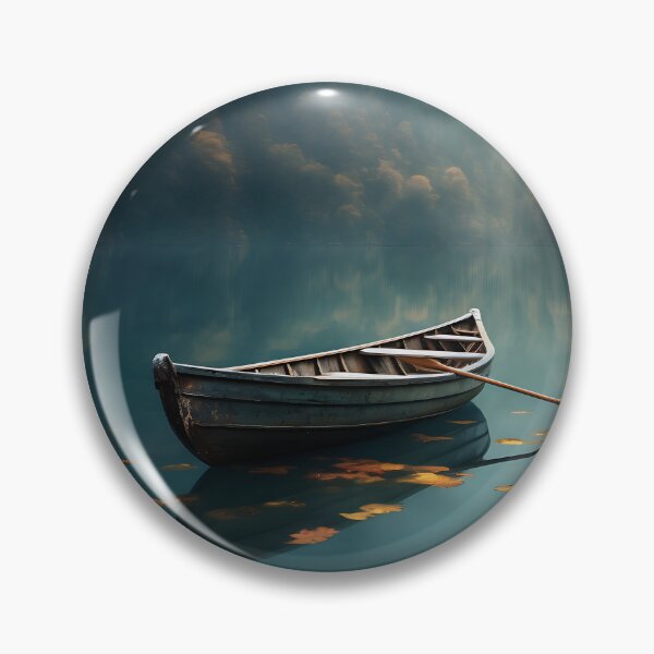 Item preview, Image of a boat on a lake in classic oil painting style designed and sold by Pflugart.