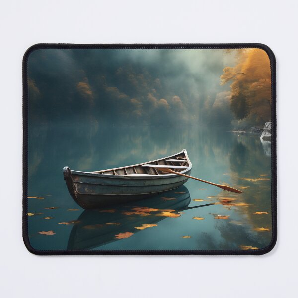 Item preview, Image of a boat on a lake in classic oil painting style designed and sold by Pflugart.