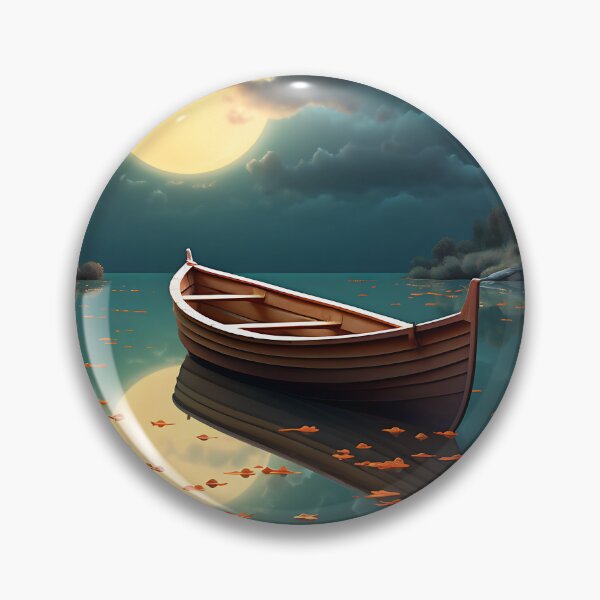 Item preview, Image of a boat on a lake in classic oil painting style designed and sold by Pflugart.