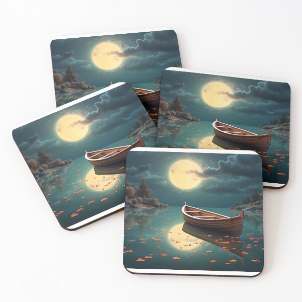 Item preview, Image of a boat on a lake in classic oil painting style designed and sold by Pflugart.