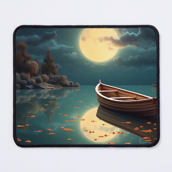 Item preview, Image of a boat on a lake in classic oil painting style designed and sold by Pflugart.