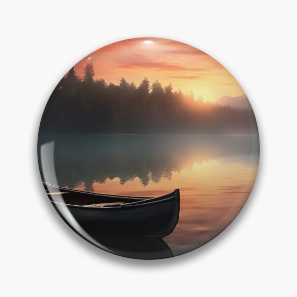 Item preview, Image of a boat on a lake in classic oil painting style designed and sold by Pflugart.