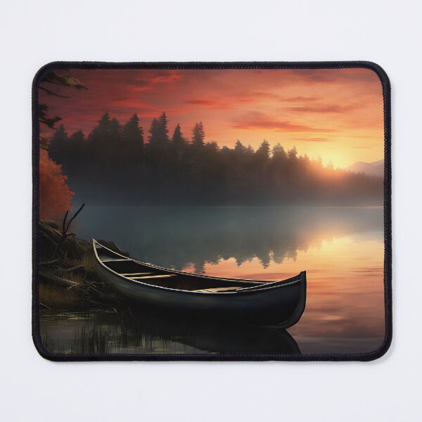 Item preview, Image of a boat on a lake in classic oil painting style designed and sold by Pflugart.